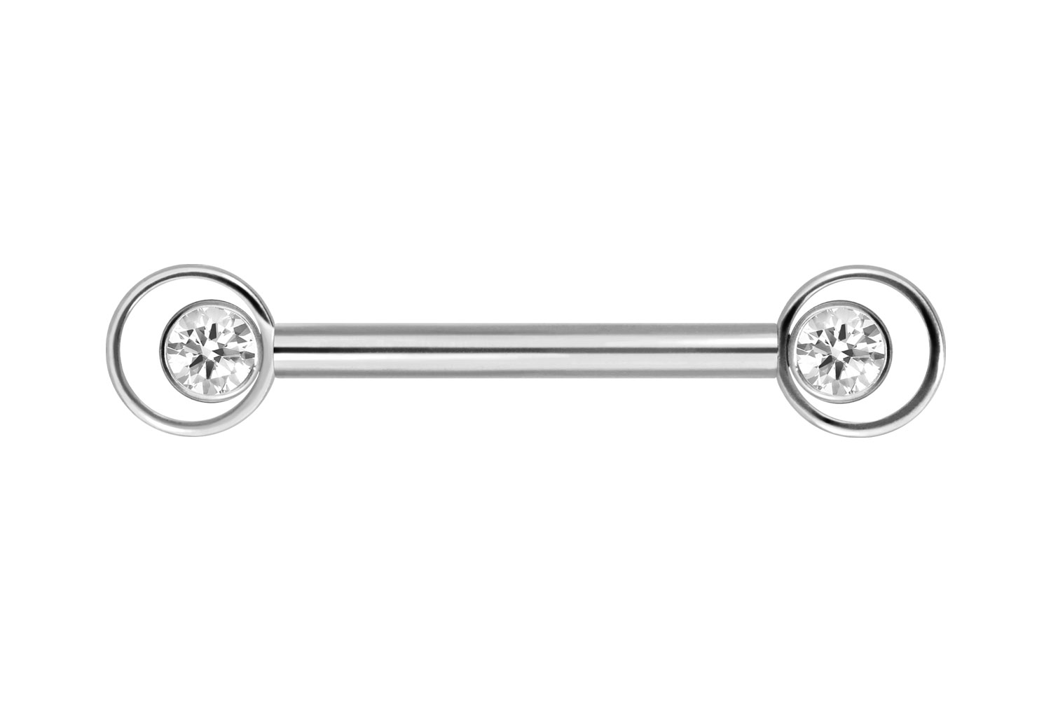 Titan Nippelpiercing mit Innengewinde RING + KRISTALL